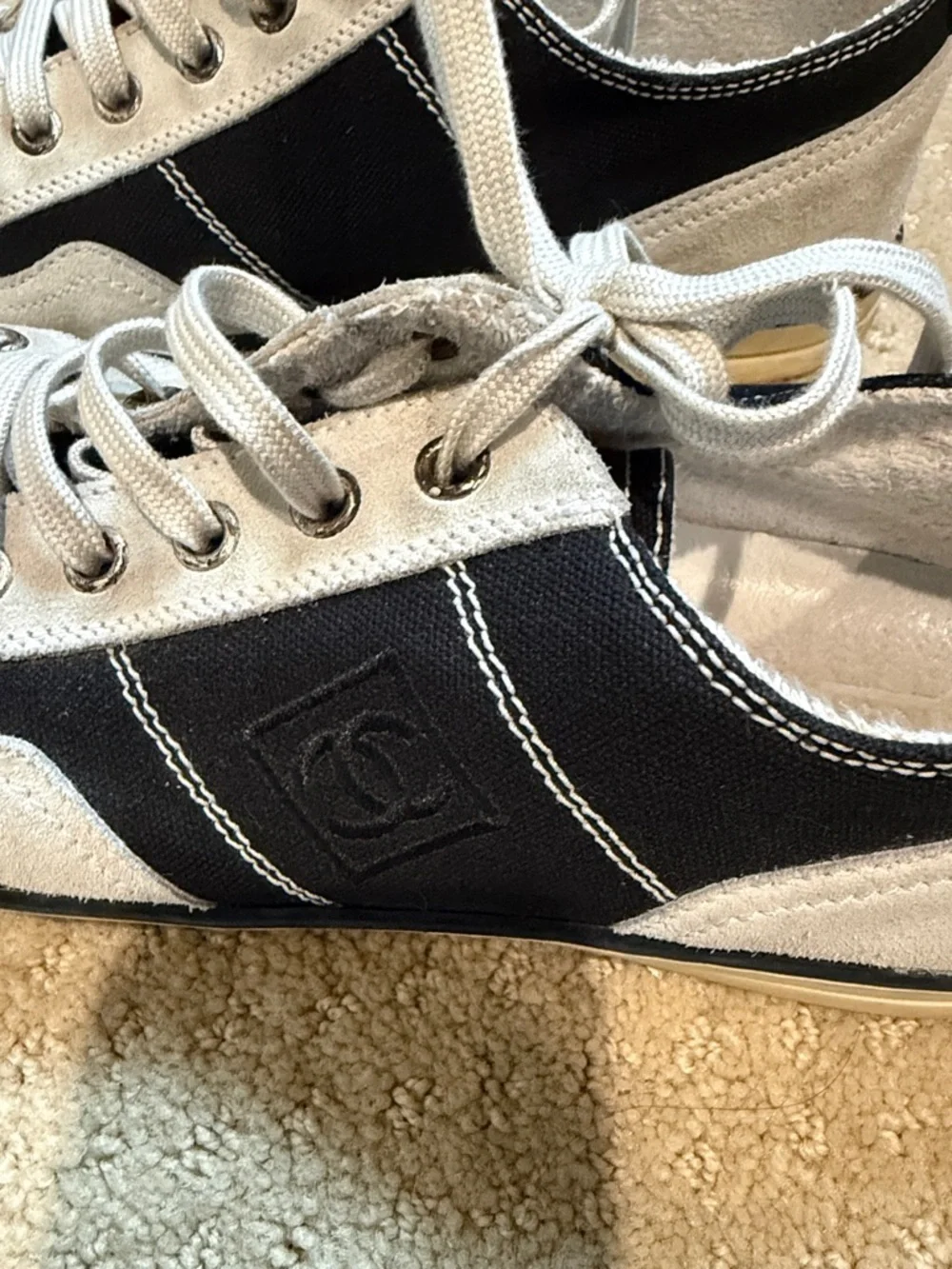 CHANEL Black and Light Gray Women's Sneakers